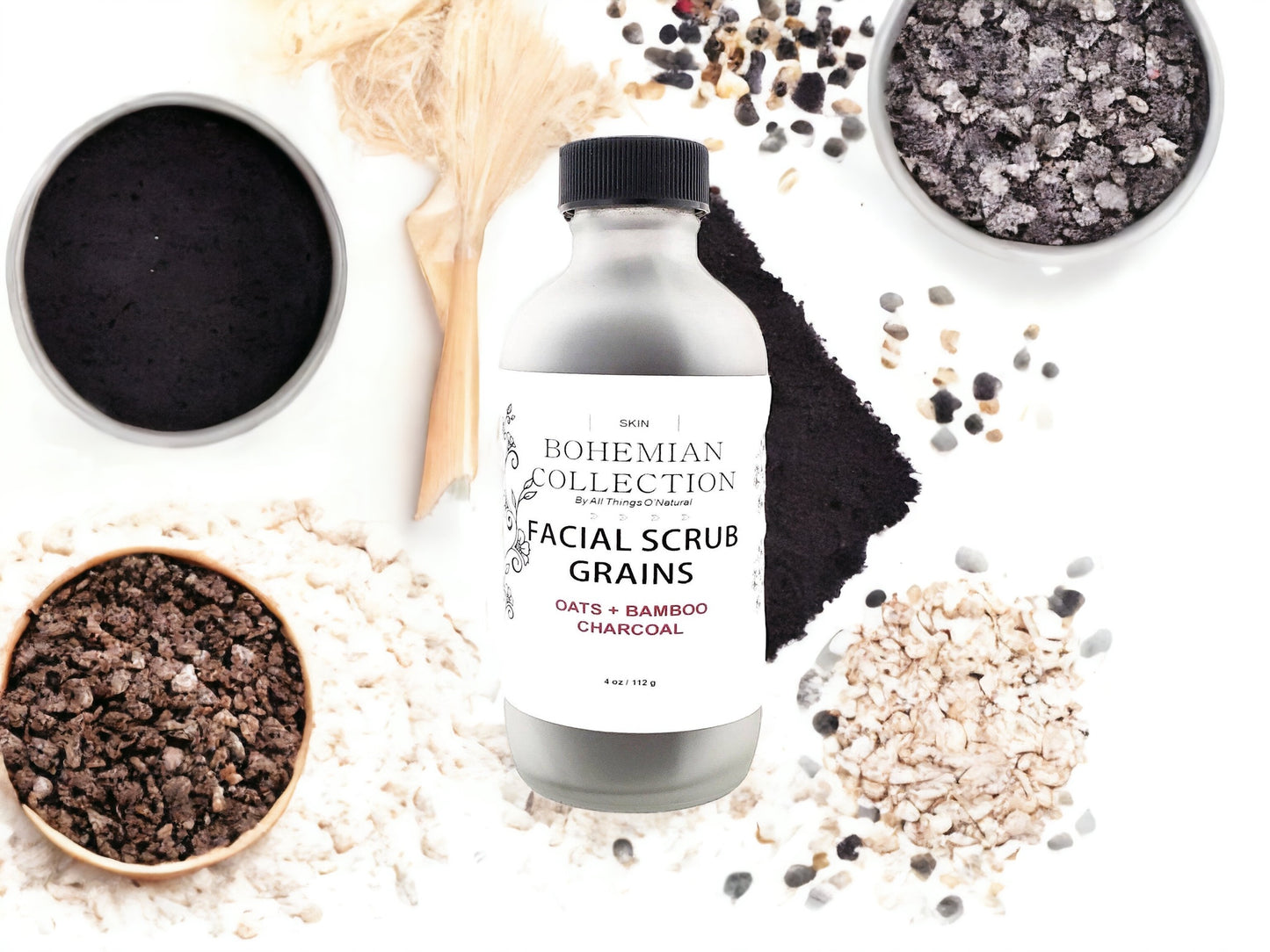 Facial scrub grains à l'avoine et au charbon de bambou